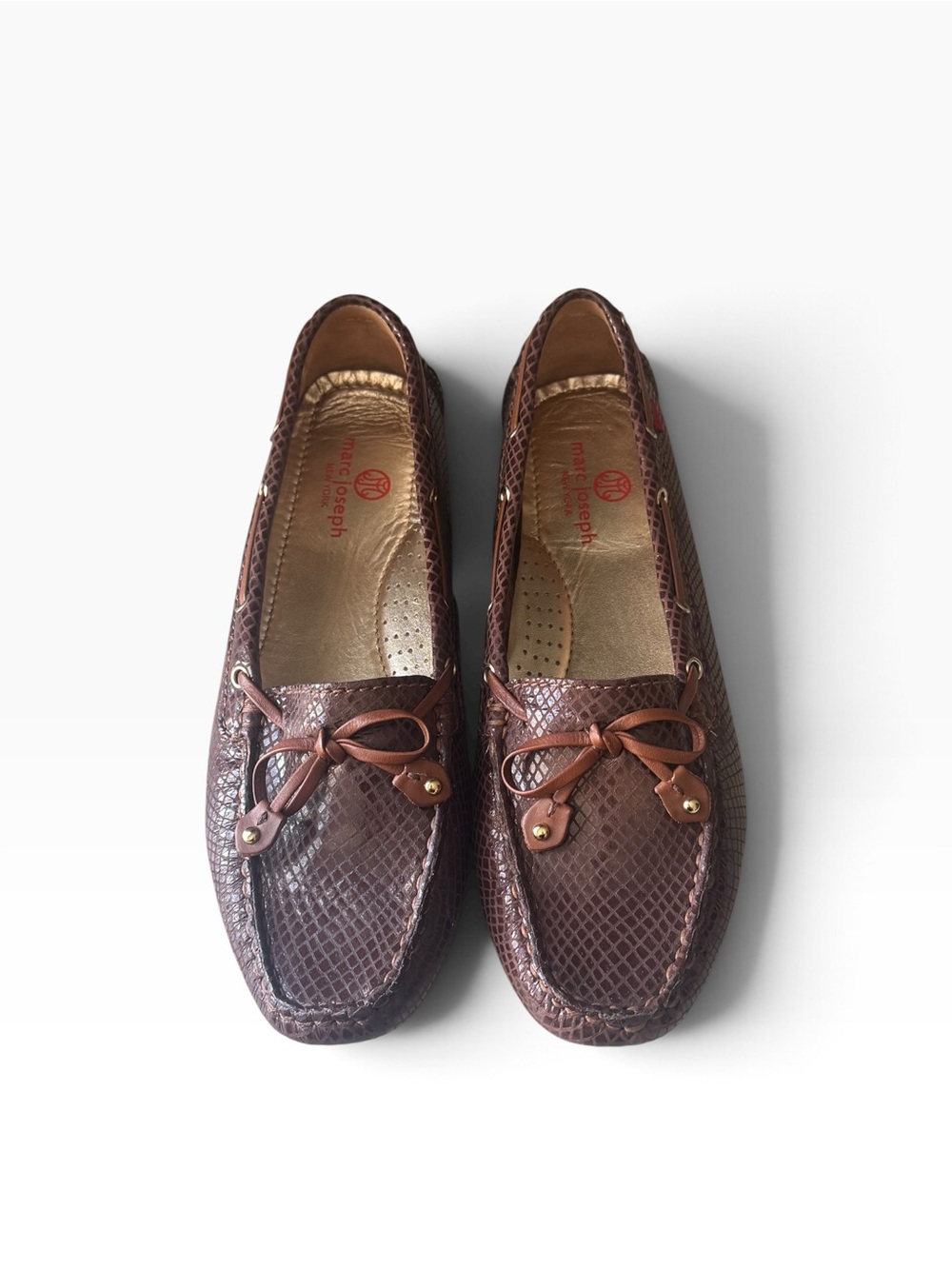 Marc Joseph New York Cypress Hill Brown Snake-Embossed Loafers
